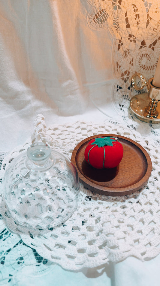 Vintage Glass Cloche with Wooden Base