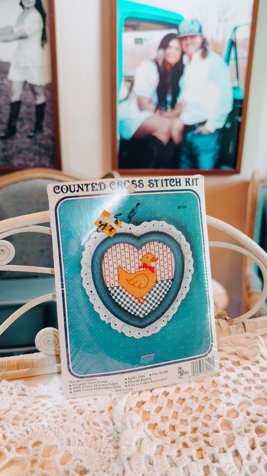 Vintage Duck Heart Cross Stitch Kit (Sealed)