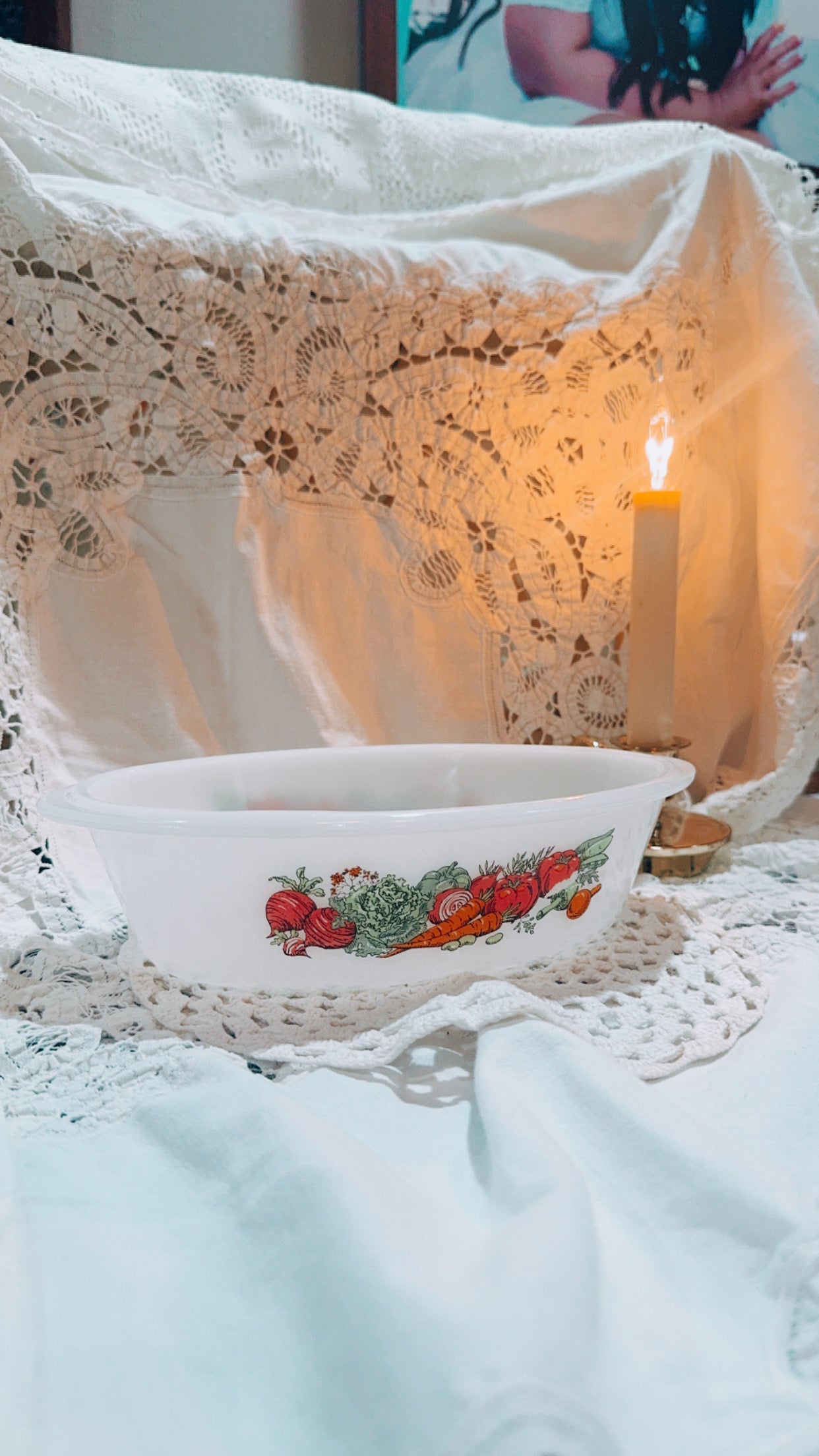 Vintage Glasbake Vegetable Mixing Bowl | Cottage Kitchen Dish