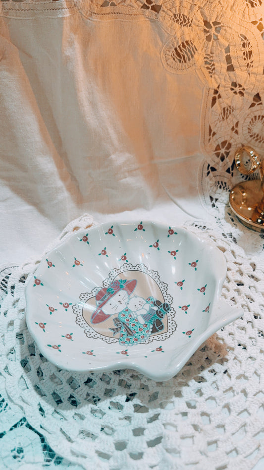 Vintage Cat Ceramic Trinket Dish