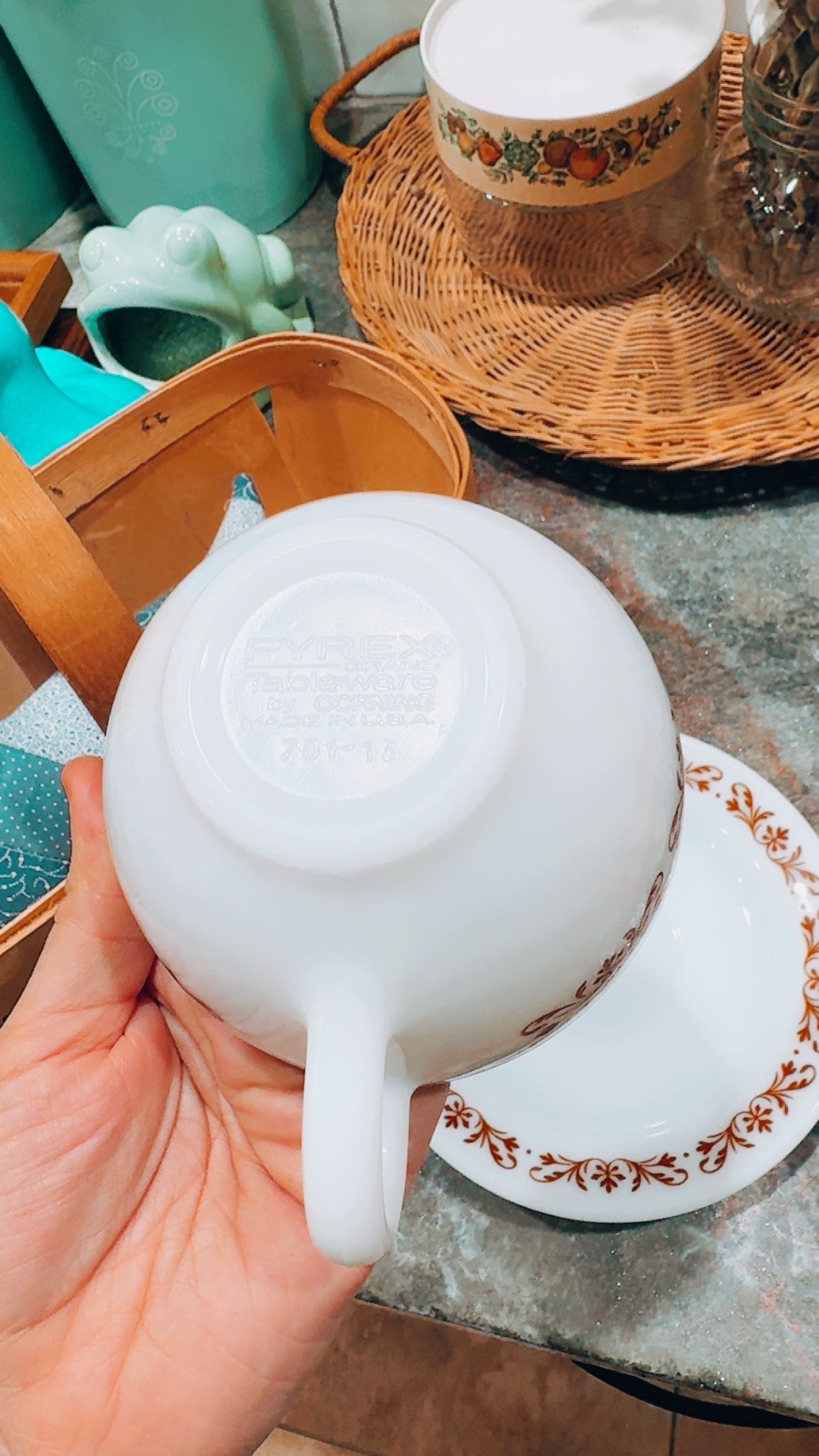 Vintage Pyrex Milk Glass Cup & Saucer Set