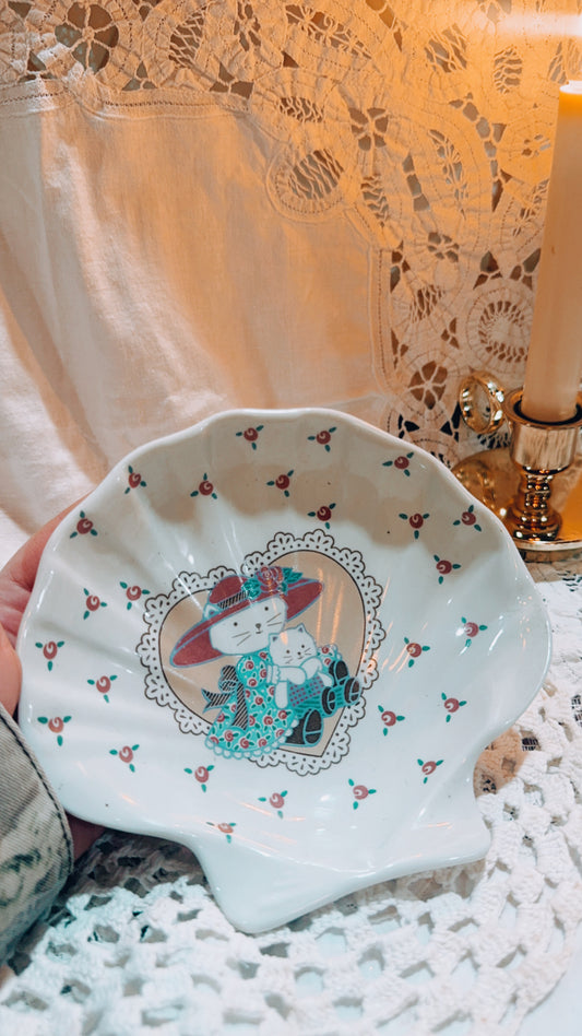 Vintage Cat Ceramic Trinket Dish