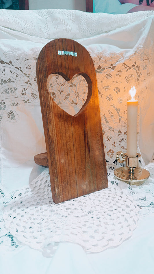 Vintage Wooden Wall Shelf with Heart Cutout | Rustic Cottage Decor