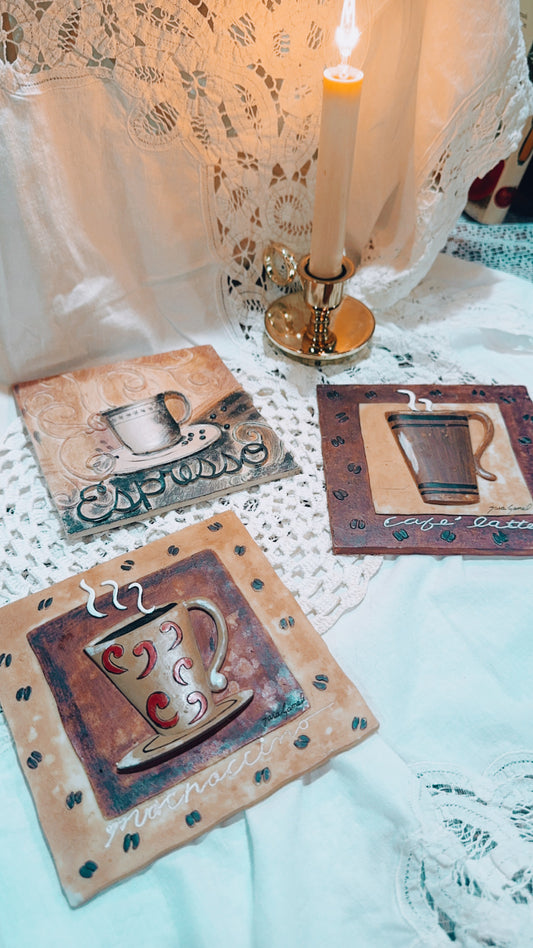 Vintage Coffee Wall Art Set (3) | Cottage Kitchen Decor