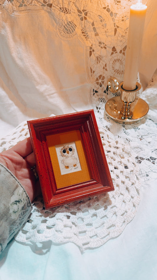 Mini Vintage Owl Frame | Whimsical Rustic Decor